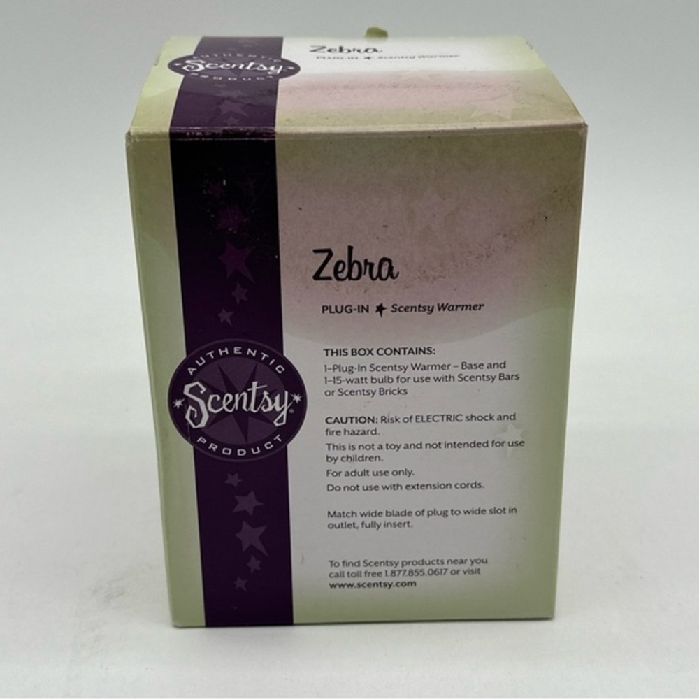 Scentsy Zebra Electric Plug-in Wax Warmer w/Night Light,‎ New